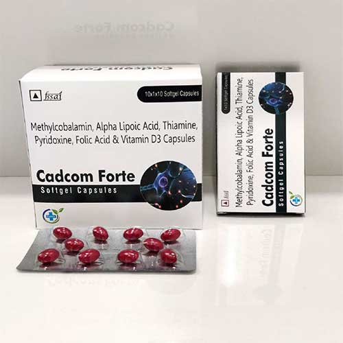 Product Name: Cadcom, Compositions of Cadcom are Methylcobalamin,Alpha Lipoic Acid,Pyridoxine,Folic Acid &  Vitamin D3 Capsules - Caddix Healthcare