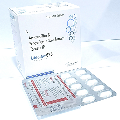 Product Name: Ufeclav 625, Compositions of Ufeclav 625 are Amoxycillin & Potassium Clavulanate Tablets IP - Euphony Healthcare
