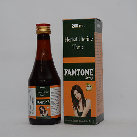 Product Name: FAMTONE, Compositions of FAMTONE are Herbal Uterine Tonic - Alencure Biotech Pvt Ltd