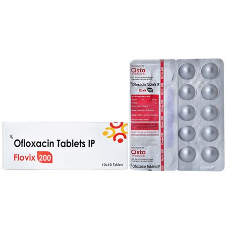 Product Name: FLOVIX 200, Compositions of FLOVIX 200 are Ofloxacin Tablets IP - Cista Medicorp
