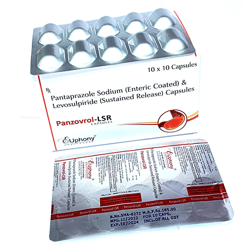 Product Name: Panzovrol LSR, Compositions of Panzovrol LSR are Pantoprazole  sodium (Enteric Coated) & Levosulpiride (Sustained Relase) Capsules - Euphony Healthcare