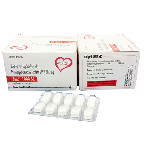 Product Name: Zulip 1000SR, Compositions of Zulip 1000SR are Metformin 1000mg - Arlak Biotech
