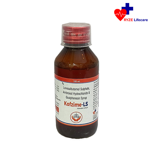 Product Name: Kofzime LS, Compositions of Kofzime LS are Levosalbutanol Sulphate , Ambroxol Hydrochloride & Guaiphenesin Syrup  - Ryze Lifecare