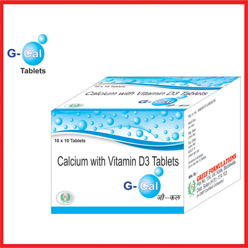 Product Name: G Cal, Compositions of G Cal are Calcium with Vitamin D3 Tablets - Greef Formulations