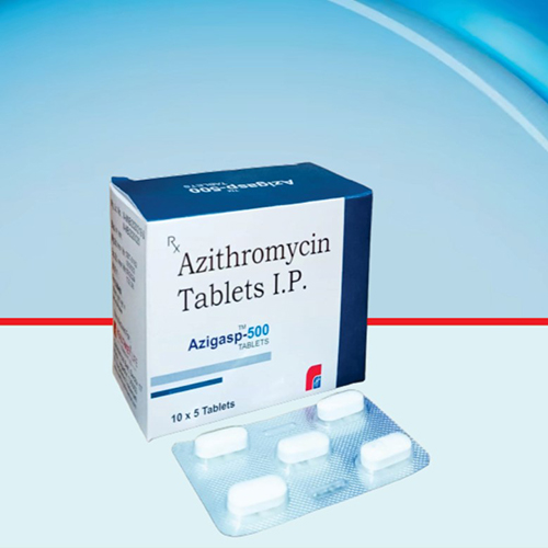 Product Name: Azigasp 500, Compositions of Azigasp 500 are Azithromycin Tablets I.P. - Healthkey Life Science Private Limited