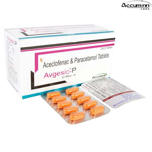 Product Name: Avgesic P, Compositions of Avgesic P are Aceclofenac & Paracetamol Tablets - Accuminn Labs