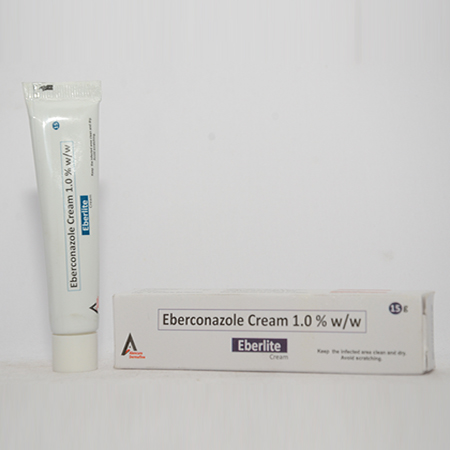 Product Name: EBERLITE, Compositions of EBERLITE are Eberconazole Cream 1.0% w/w - Alencure Biotech Pvt Ltd