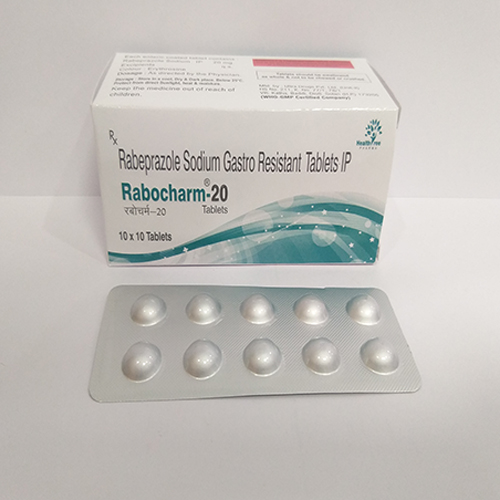 Product Name: Rabocharm 20, Compositions of Rabocharm 20 are Rabeprazole Sodium Gastro Resistant Tablets IP - Healthtree Pharma (India) Private Limited