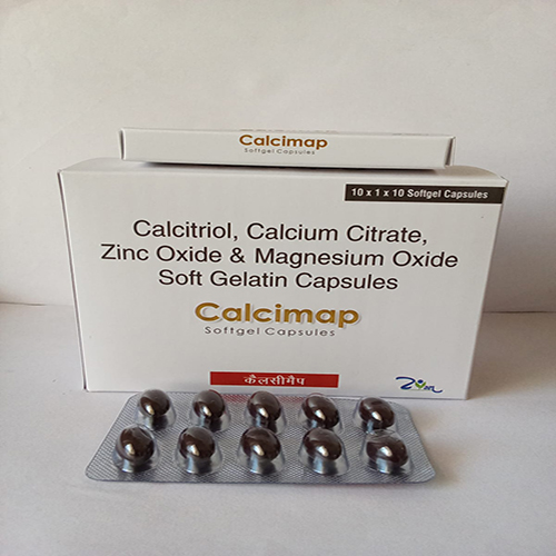 Product Name: Calcimap Softgel Capsules, Compositions of Calcimap Softgel Capsules are Calcitriol, Calcium Citrate , Zinc Oxide & Magnesium Oxide Soft Gelatin Capsules - Arlig Pharma