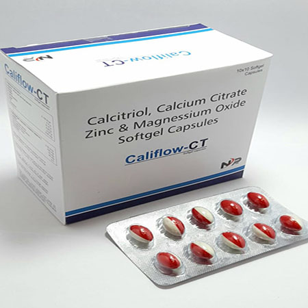 Product Name: Califlow Ct, Compositions of Califlow Ct are Calcitriol,Calcium Citrate Zinc And Megnesium Oxide Softgel Capsules - Noxxon Pharmaceuticals Private Limited