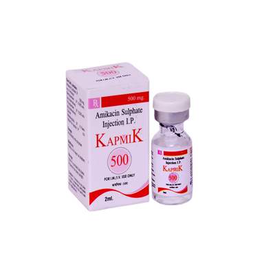 Product Name: Kapmik 500, Compositions of Kapmik 500 are Amikacin Sulphate Injection IP - ISKON REMEDIES