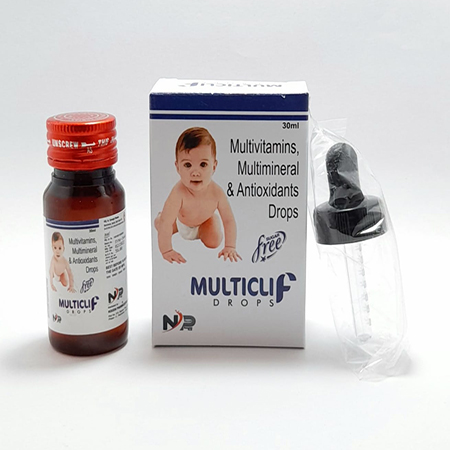 Product Name: MULTICLIF DROP, Compositions of MULTICLIF DROP are Multivitamins, Multiminerals & Antioxidants Drops - Noxxon Pharmaceuticals Private Limited