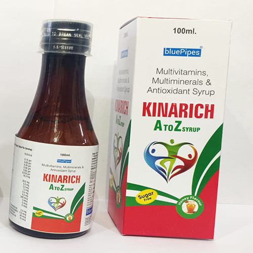 Product Name: KINARICH A TO Z SYRUP, Compositions of KINARICH A TO Z SYRUP are Multivitamins, Multiminerals & Antioxidant Syrup - Bluepipes Healthcare