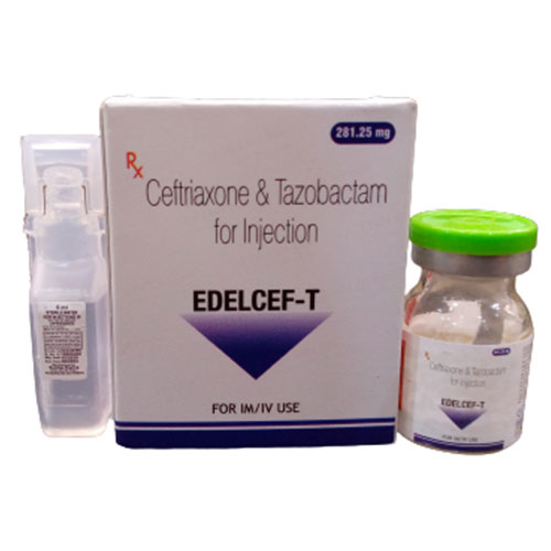 Product Name: EDELCEF T, Compositions of EDELCEF T are Ceftriaxone 250mg +Tazobactum 31.25mg - Edelweiss Lifecare