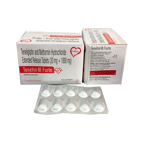 Product Name: Tenetin M Forte, Compositions of Tenetin M Forte are Teneligliptin Metformin Hydrochloride Extended Release Tablets (200+100 mg) - Arlak Biotech