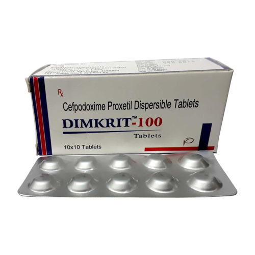 Product Name: Dimkrit 100, Compositions of Dimkrit 100 are Cefpodoxime Proxetil Dispersable Tablets - Krishlar Pharmaceutical