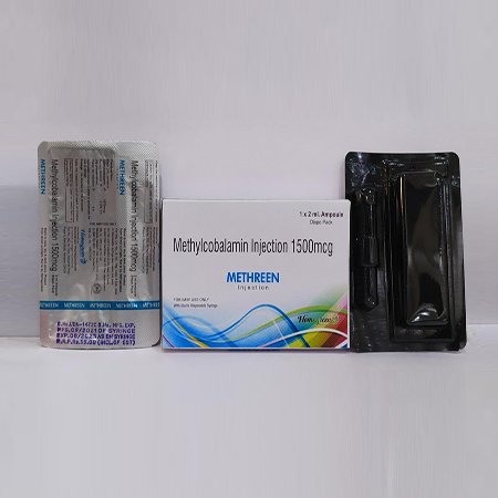 Product Name: Methreen, Compositions of are Methylcobalamin Injection 1500mg - Abigail Healthcare