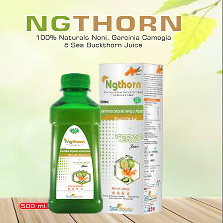 Product Name: Ngthorn, Compositions of Ngthorn are 100% Natural Noni,Garcine Camogia C Sea Bucktorn Juice  - Scothuman Lifesciences