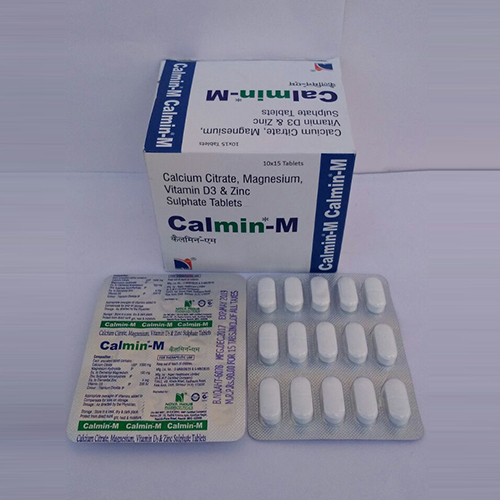 Product Name: Calmin M, Compositions of Calmin M are Calcium Citrate,Magnesium  Vitamin D3 & Zinc Sulphate Tablets - Nova Indus Pharmaceuticals