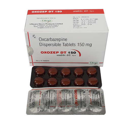 Product Name: Oxozep DT 150, Compositions of Oxozep DT 150 are Oxcarbazepine Dispersable Tablets 150mg - Lifecare Neuro Products Ltd.