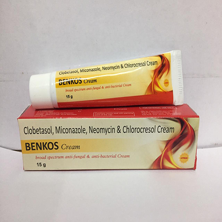 Product Name: BENKOS CREAM, Compositions of BENKOS CREAM are Clobetasol, Miconazole, Neomycin & Chlorocresol Cream - Apikos Pharma