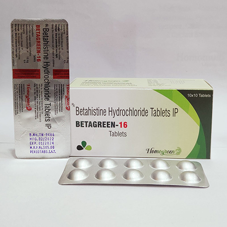 Product Name: Betagreen 16, Compositions of Betagreen 16 are Betahistine Hydrochloride Tablets IP - Abigail Healthcare