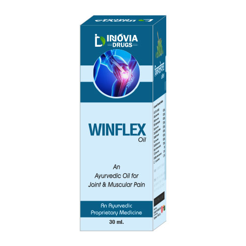 Product Name: Winflex, Compositions of Winflex are An ayurvrdic Oil for Joint & Muscular Pain - Innovia Drugs