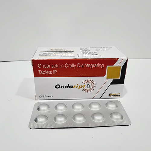 Product Name: Ondaript 8, Compositions of Ondaript 8 are Ondansetron Orally Disintegrating Tablets IP - Kript Pharmaceuticals