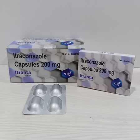 Product Name: Itranta, Compositions of Itranta are Itraconazole Capsules 200mg - Soinsvie Pharmacia Pvt. Ltd