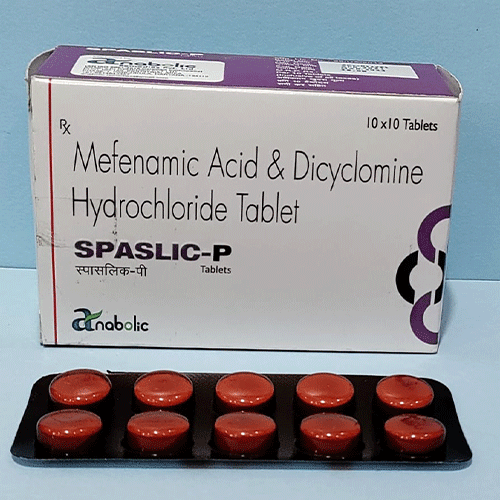Product Name: Spaslic P, Compositions of Spaslic P are Mefenamic Acid & Dicyclomine Hydrocchloride - Anabolic Remedies Pvt Ltd