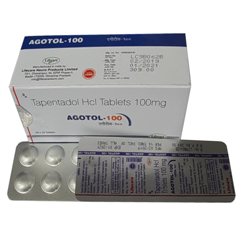 Product Name: Agotol 100, Compositions of Agotol 100 are Tapentadol HCl Tablets 100mg - Lifecare Neuro Products Ltd.