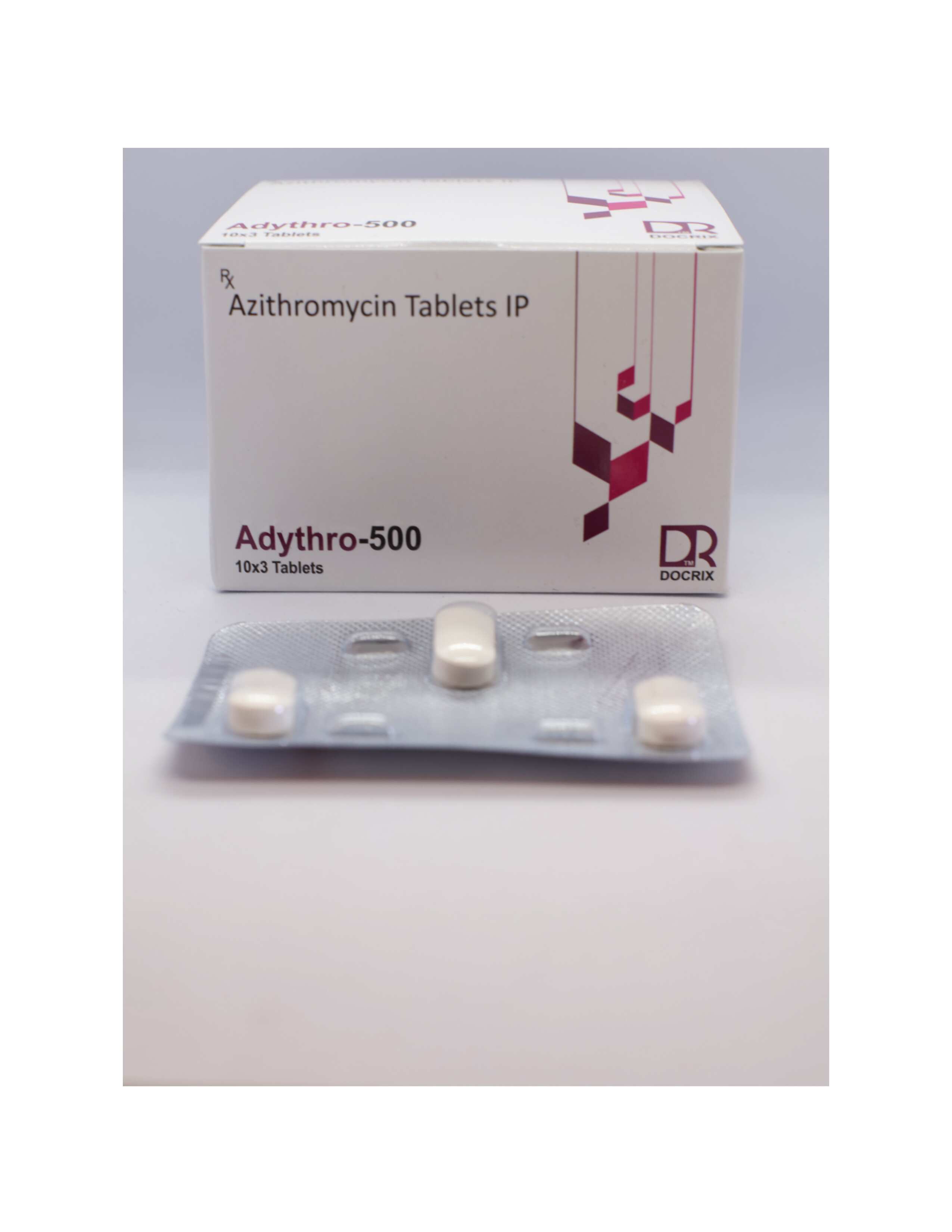 Product Name: Adythro 500, Compositions of Adythro 500 are Azithromycin Tablets IP - Docrix Healthcare