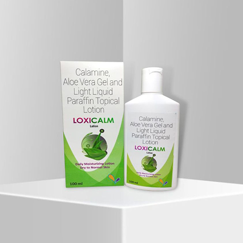 Product Name: Loxicalm, Compositions of Loxicalm are Calamine Aloe Vera  Gel and Light Liquid Parafin Topical Lotion - Velox Biologics Private Limited