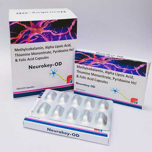 Product Name: Neurokey OD, Compositions of Neurokey OD are Methylcobalamin, Alpha Lipoic Acid, Thiamine Mononitrate, Pyridoxine Hcl & Folic Acid - Healthkey Life Science Private Limited