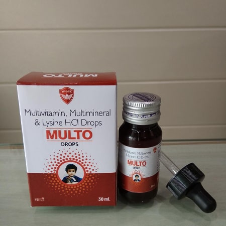 Product Name: Multo, Compositions of Multo are Multivitamin, Multimineral & Lysine HCL Drops - Aviotic Healthcare Pvt. Ltd