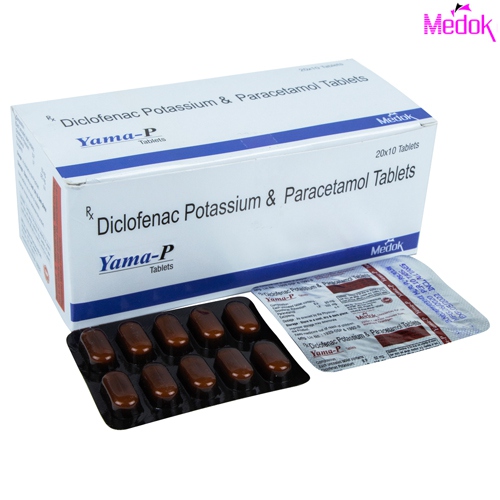 Product Name: Yama P, Compositions of Yama P are Diclofenac potassium & paracetamol tablets - Medok Life Sciences Pvt. Ltd