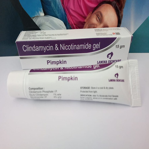 Product Name: Pimpkin, Compositions of Pimpkin are Clindamycin & Nicotinamide Gel - Manlac Pharma