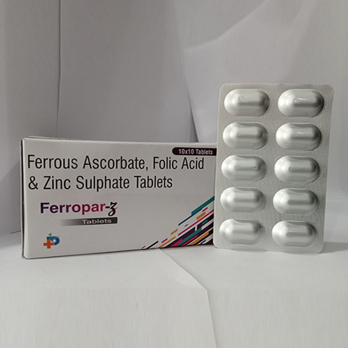 Product Name: Ferropar Z, Compositions of Ferropar Z are Ferrous Ascrobate, Folic Acid & Zinc Sulphate Tablets - Paraskind Healthcare