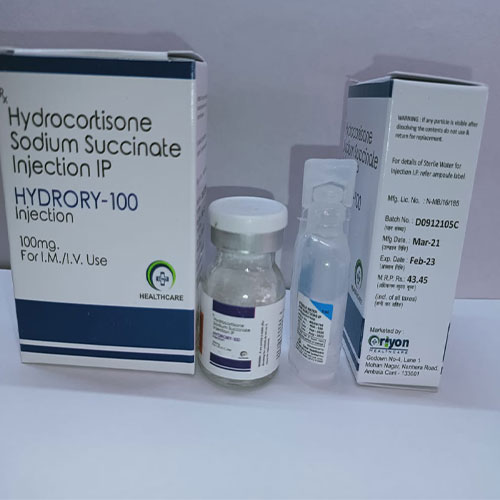 Product Name: Hydrory 100, Compositions of Hydrory 100 are Hydrocortisone Sodium Succinate - Oriyon Healthcare