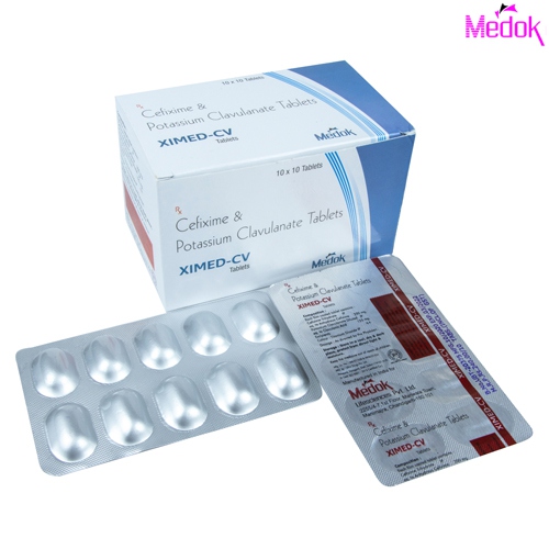 Product Name: Ximed CV, Compositions of Ximed CV are Cefixime & Potassium clavulanate tablets - Medok Life Sciences Pvt. Ltd