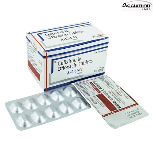 Product Name: A Cef O, Compositions of A Cef O are Cefixime & Ofloxacin Tablets - Accuminn Labs