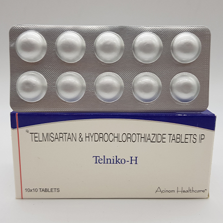Product Name: Telniko H, Compositions of Telniko H are Telmisartan and Hydrochlorothiazide  Tablets IP - Acinom Healthcare
