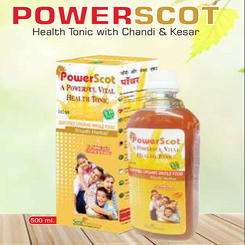 Product Name: Powerscot, Compositions of Powerscot are Health Tonic with Chandi & Kesar - Pharma Drugs and Chemicals