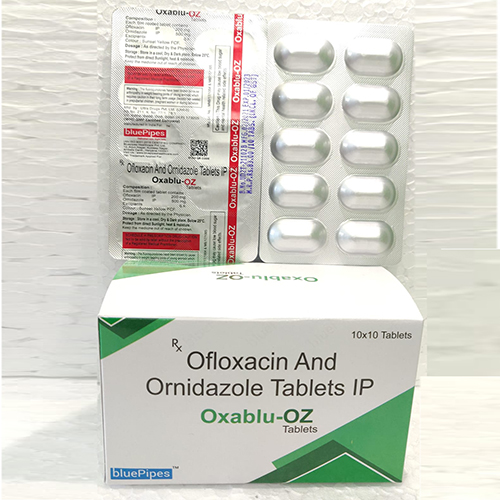 Product Name: OXABLU OZ, Compositions of OXABLU OZ are Ofloxacin And Ornidazole Tablets IP - Bluepipes Healthcare