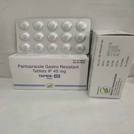 Product Name: Tapnik 40, Compositions of Tapnik 40 are Pantoprazole Gastro-Resitant Tablets IP 40 mg - Biotanic Pharmaceuticals