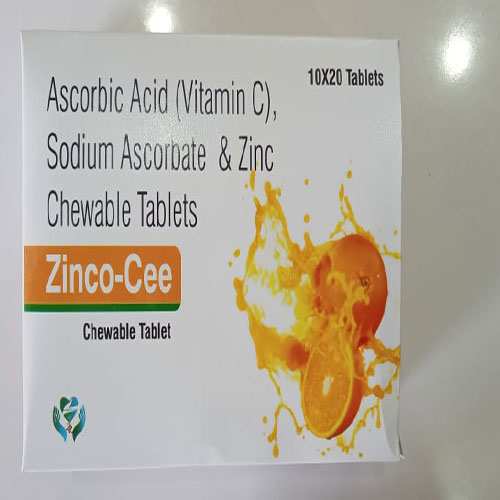 Product Name: Zinco Cee, Compositions of Zinco Cee are Ascorbic Acid Vitamin C Sodium Ascorbate & zinc Chewable - G N Biotech