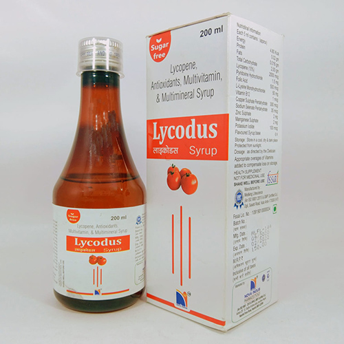 Product Name: Lycodus, Compositions of Lycodus are Lycopene,Antioxidant,Multivitamin & Multimineral Syrup - Nova Indus Pharmaceuticals