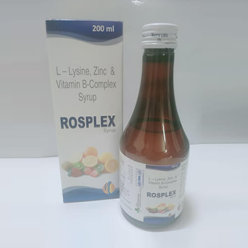Product Name: Roseplex , Compositions of Roseplex  are L-Lysine,Zinc & Vitamin B-Complex syrup - Macro Labs Pvt Ltd