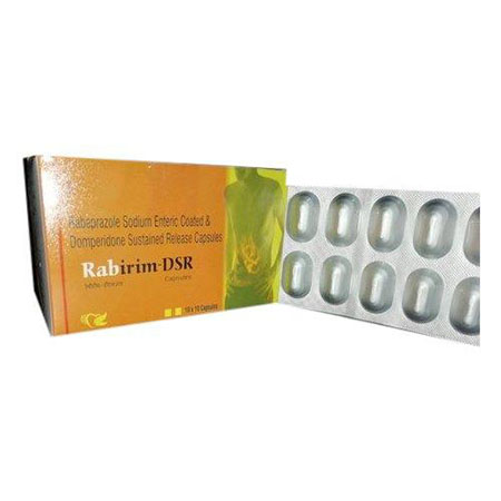 Product Name: Rabirim DSR, Compositions of Rabirim DSR are Rabeprazole Sodium (Enteric Coated) & Domperidone (Sustained Release) Capsules - Rhythm Biotech Private Limited