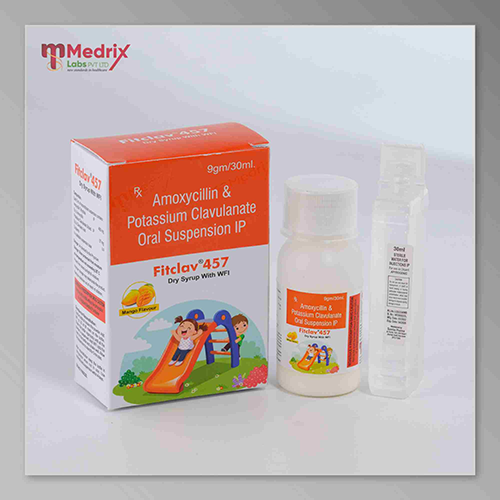 Product Name: Fitclav  457, Compositions of Fitclav  457 are Amoxycillin & Potassium Clavulante Oral Suspension IP  - Medrix Labs Pvt Ltd